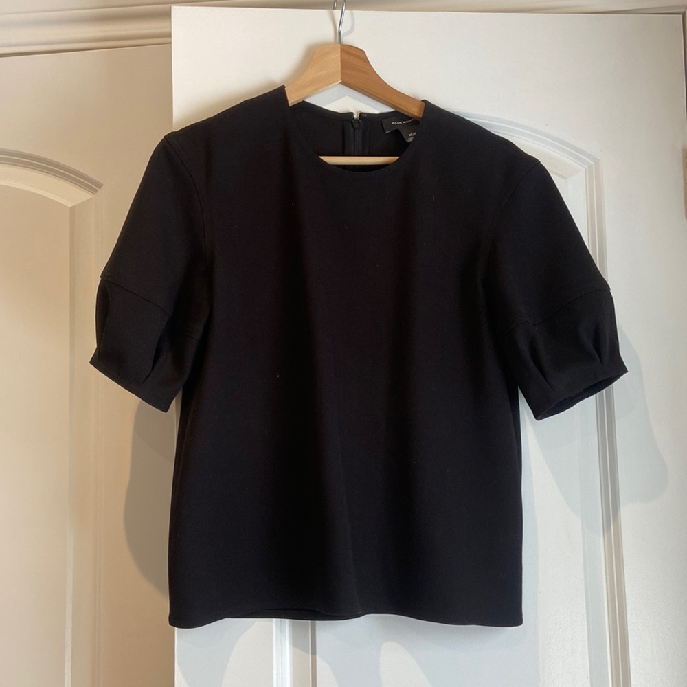 Club Monaco puff-sleeve black dress shirt
